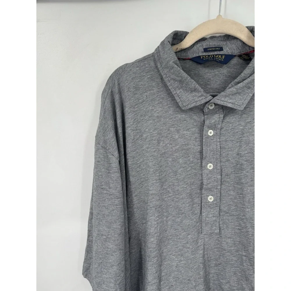 Polo Golf Ralph Lauren Stretch Lisle Grey Polo Shirt Men XXL Athletic Athleisure